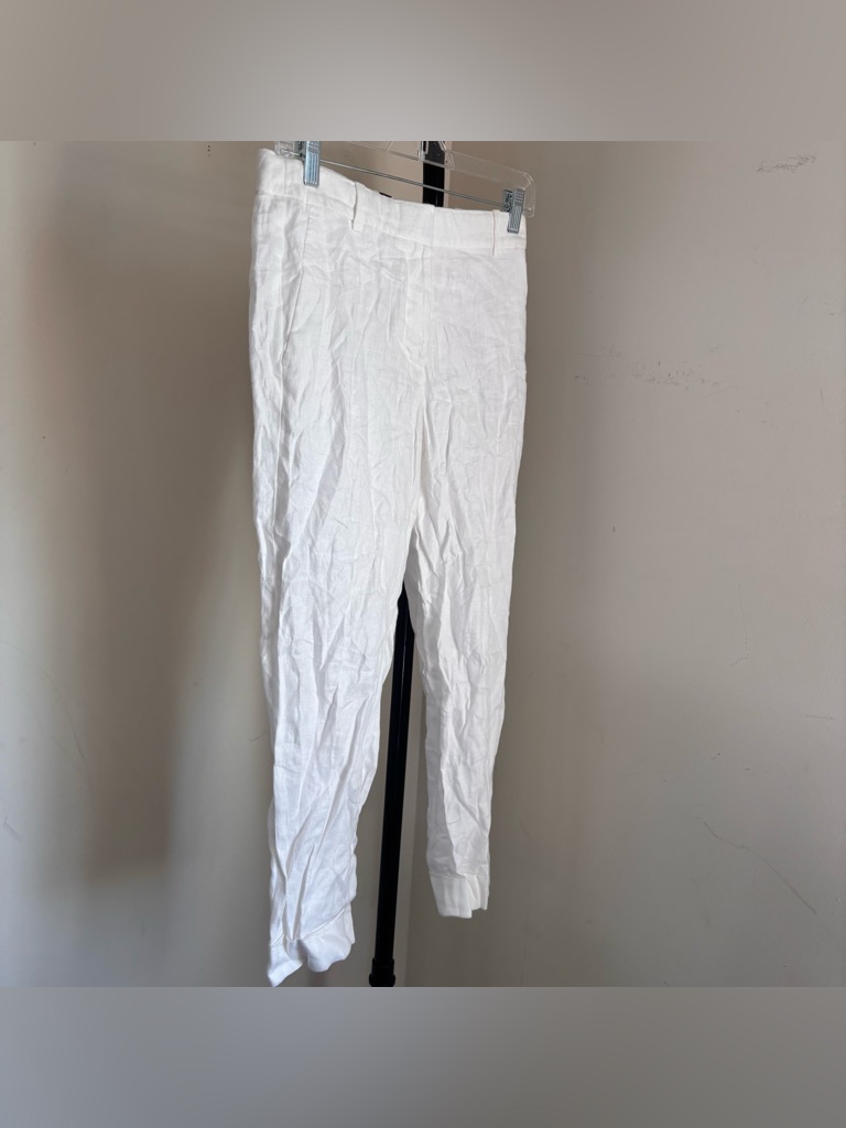 J. Crew Women’s White Linen Pants With A Relaxed Fit And Straight Leg